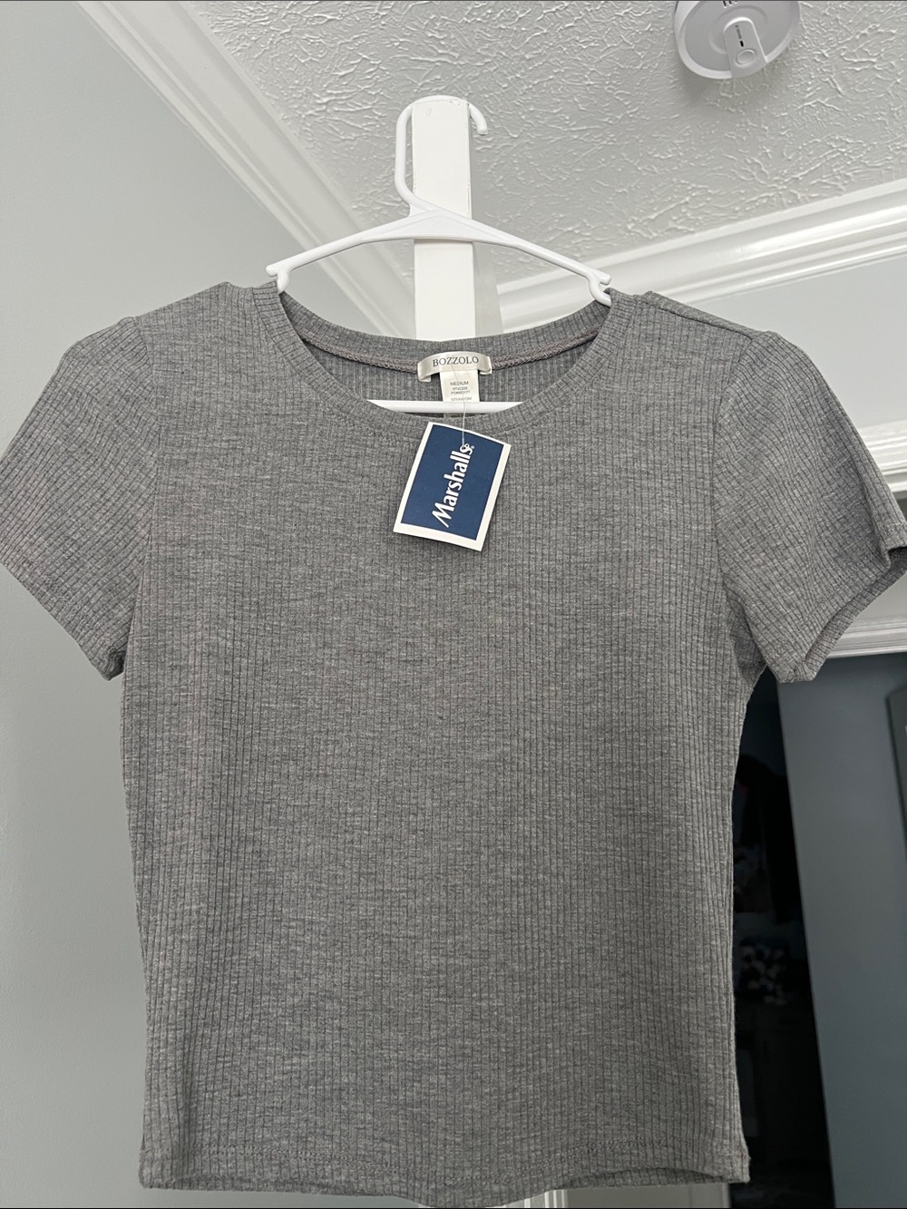 Marshalls Gray Ribbed Short Sleeve Crop Top